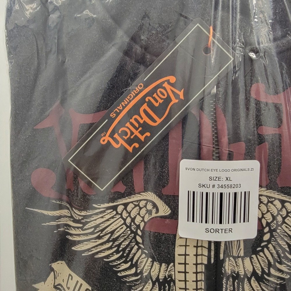 NEW Von Dutch Red Roses Eye Wings Studs Womens XL Zip Up Hoodie - Picture 6 of 7